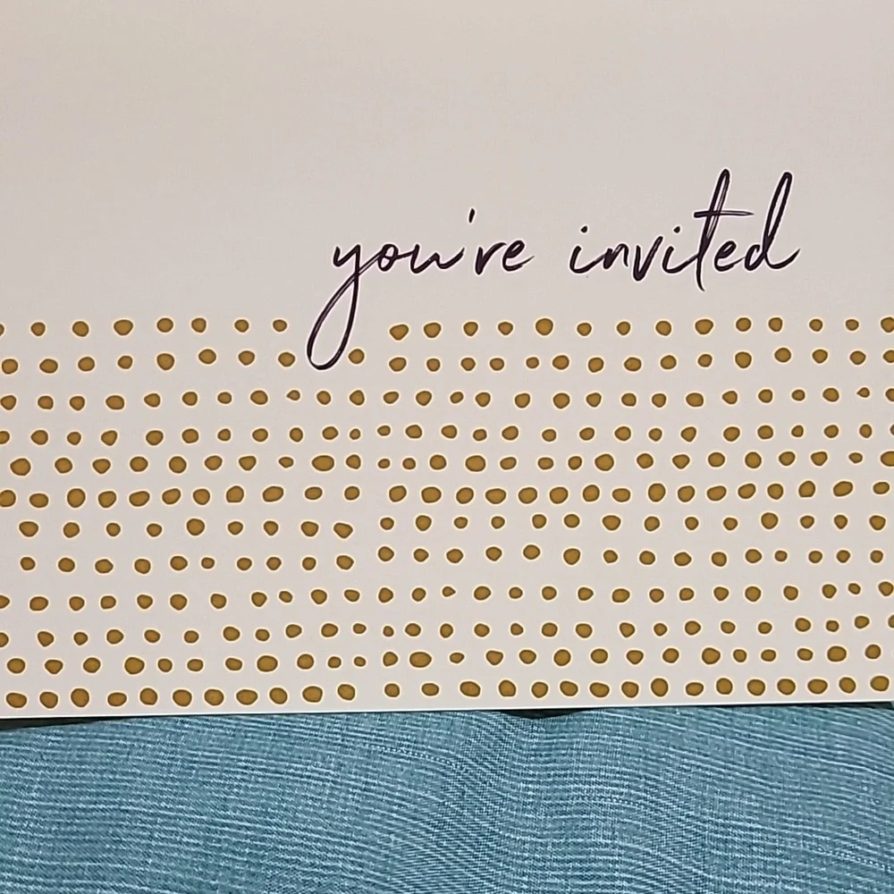 Set of 3 boxes blank invites, invitation cards, Ivory & Gold